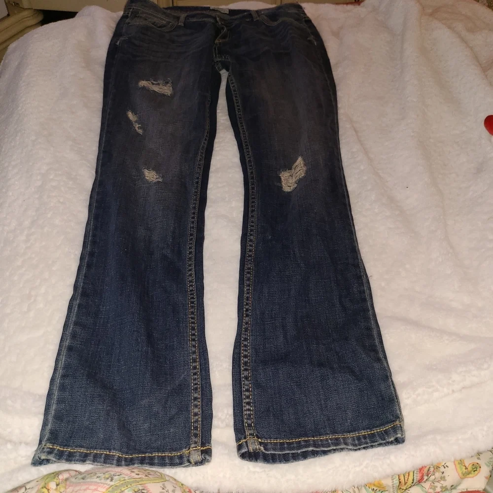 Aeropostale S 13 / 14 Dark Blue Distressed 💙 Denim Bayla Skinny 👖 - Picture 1 of 13